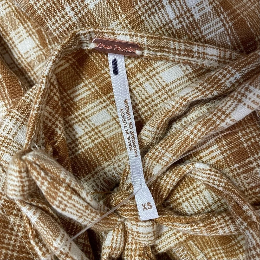 New Free People Plaid Yellow Kaia Jumpsuit Size XS